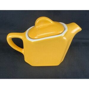 Hall Yellow Art Deco Teapot 1930 Individual Slant Top 4" Tall